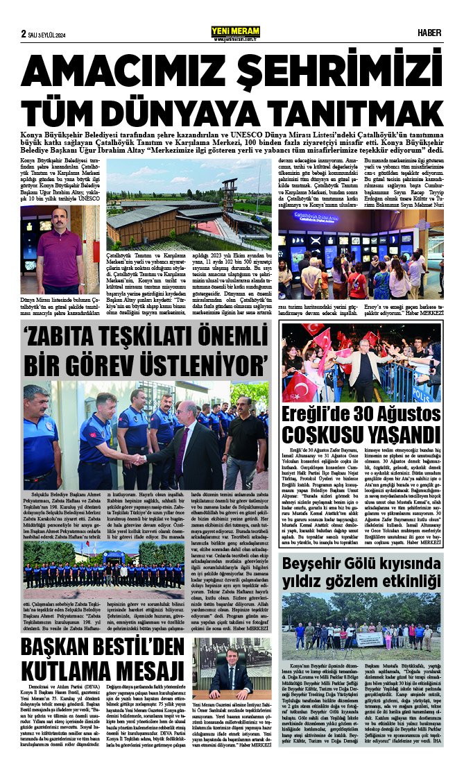 3 Eylül 2024 Yeni Meram Gazetesi
