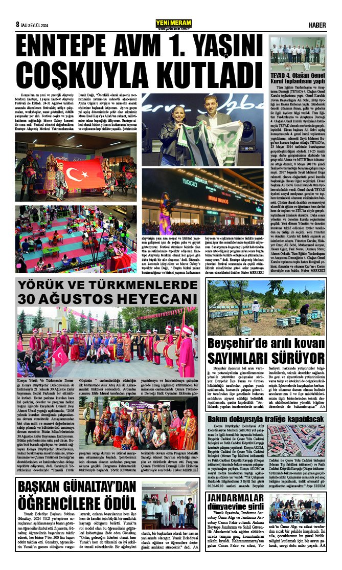 3 Eylül 2024 Yeni Meram Gazetesi
