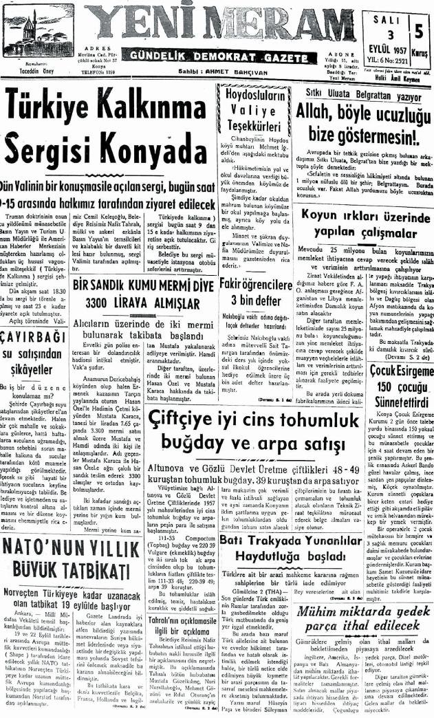 3 Eylül 2024 Yeni Meram Gazetesi
