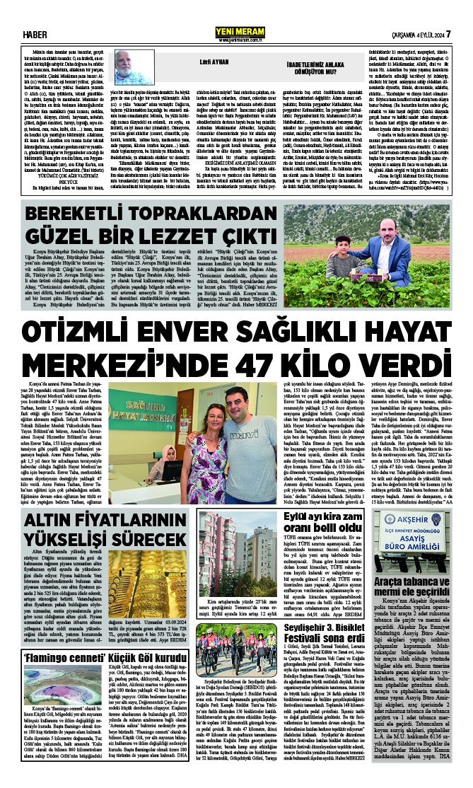 4 Eylül 2024 Yeni Meram Gazetesi
