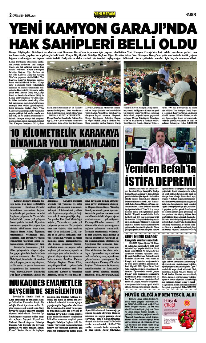 4 Eylül 2024 Yeni Meram Gazetesi
