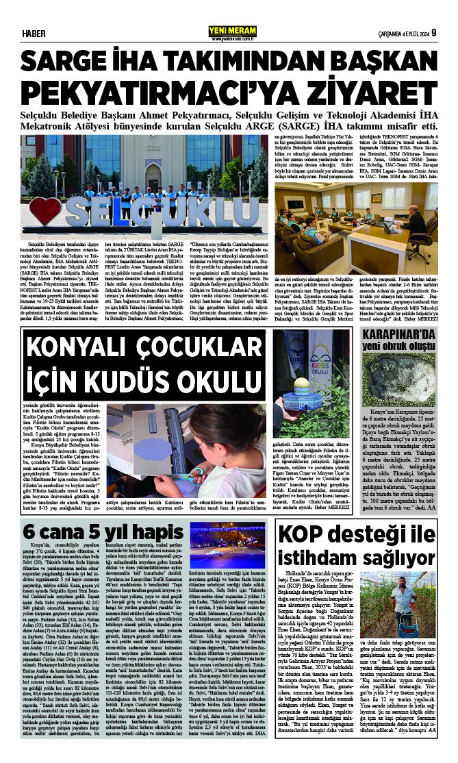 4 Eylül 2024 Yeni Meram Gazetesi
