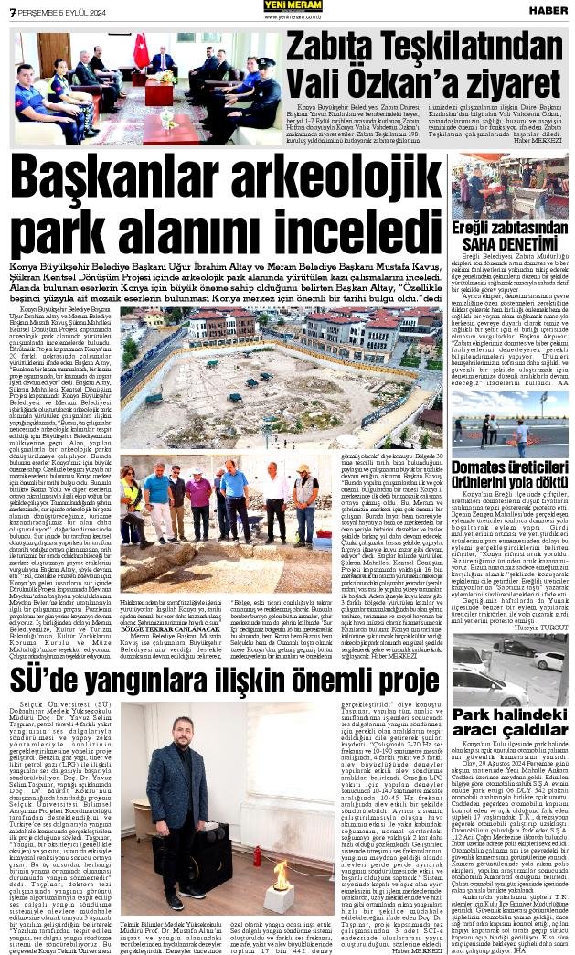 5 Eylül 2024 Yeni Meram Gazetesi
