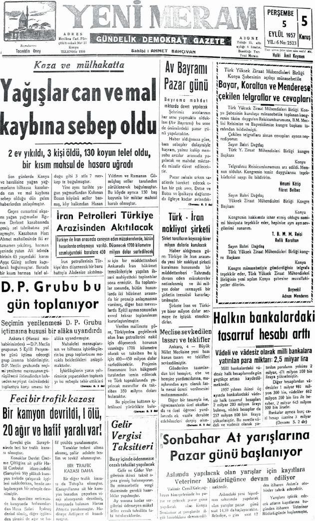 5 Eylül 2024 Yeni Meram Gazetesi
