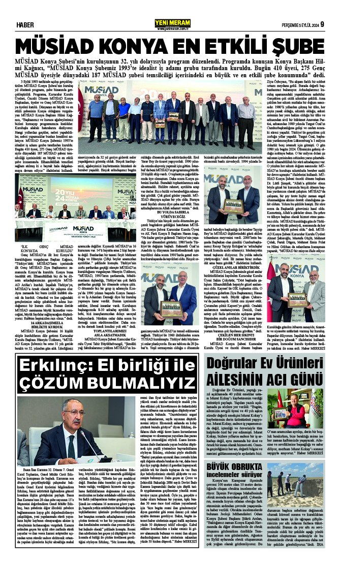 5 Eylül 2024 Yeni Meram Gazetesi
