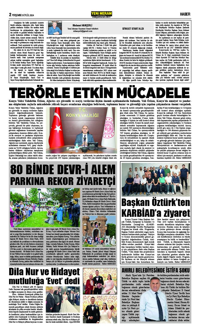 5 Eylül 2024 Yeni Meram Gazetesi
