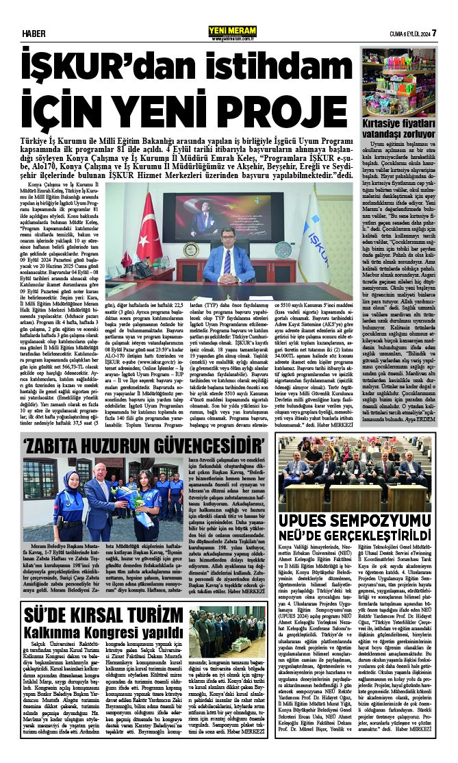 6 Eylül 2024 Yeni Meram Gazetesi
