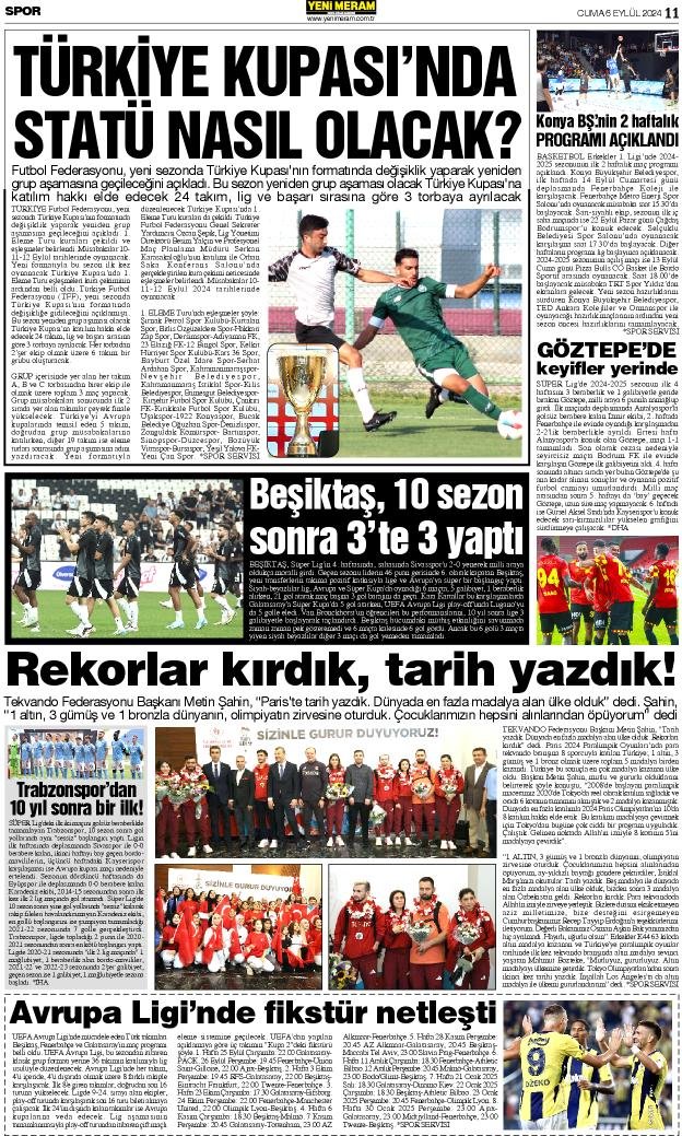 6 Eylül 2024 Yeni Meram Gazetesi
