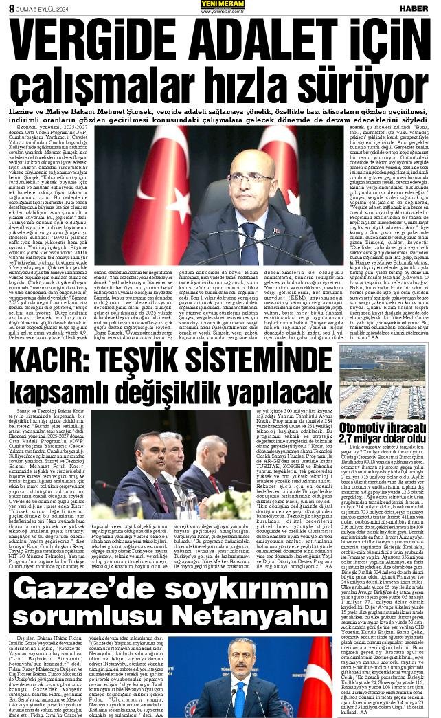 6 Eylül 2024 Yeni Meram Gazetesi
