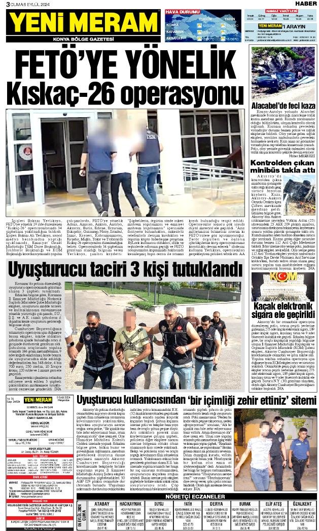 6 Eylül 2024 Yeni Meram Gazetesi
