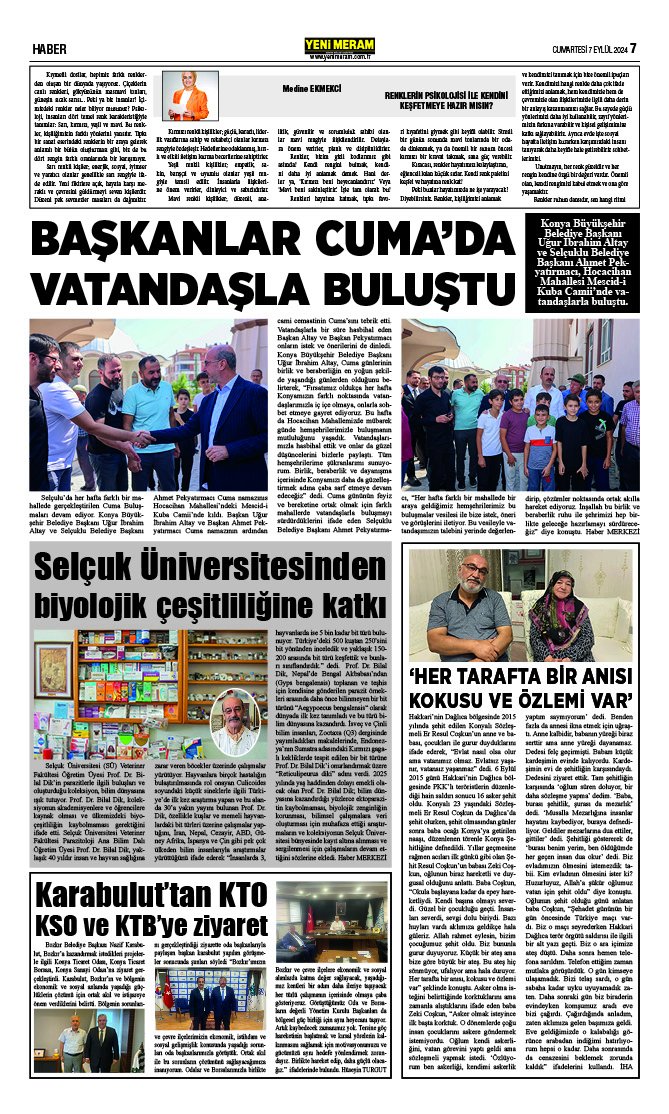 7 Eylül 2024 Yeni Meram Gazetesi