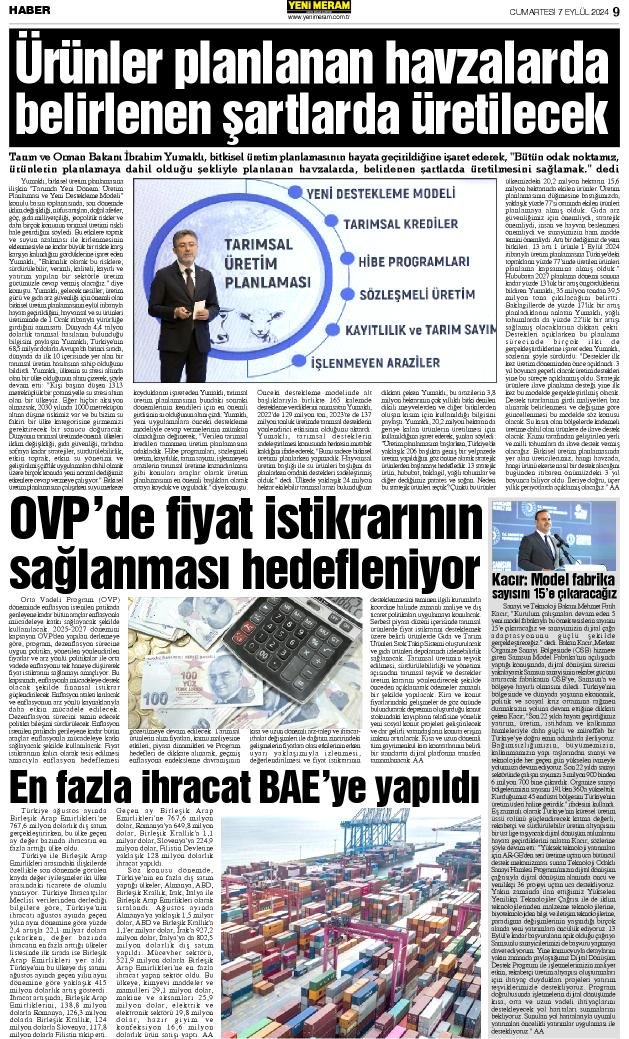 7 Eylül 2024 Yeni Meram Gazetesi