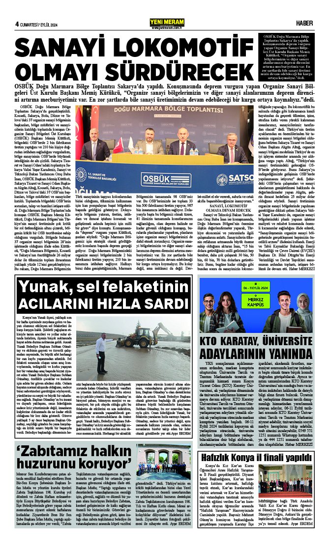 7 Eylül 2024 Yeni Meram Gazetesi