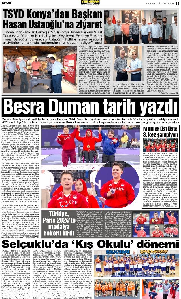 7 Eylül 2024 Yeni Meram Gazetesi