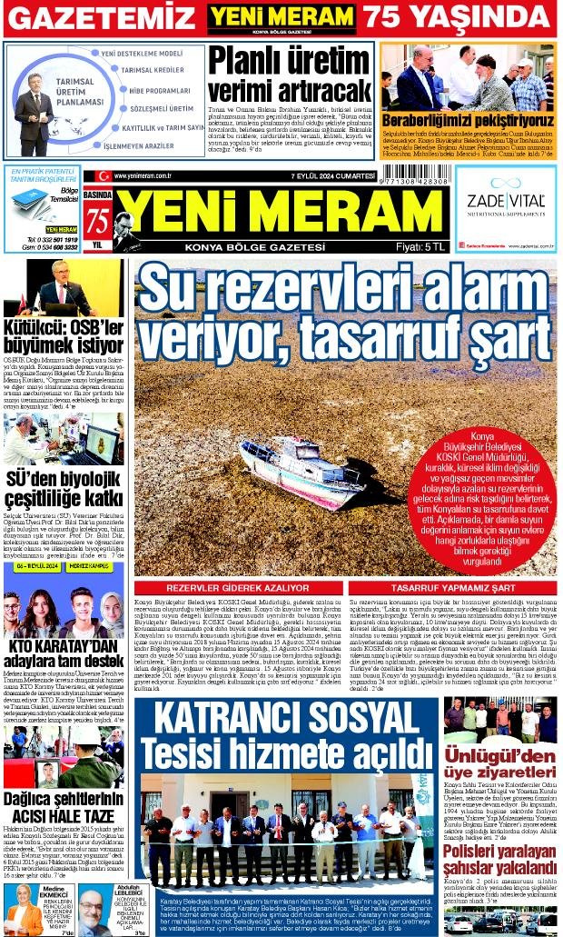 7 Eylül 2024 Yeni Meram Gazetesi