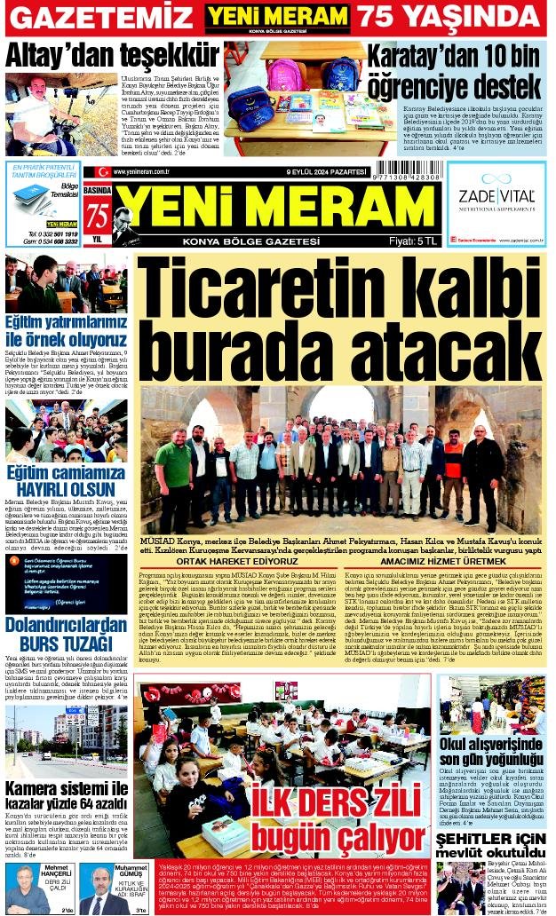 9 Eylül 2024 Yeni Meram Gazetesi
