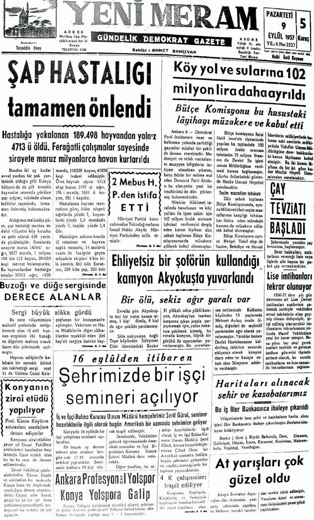 9 Eylül 2024 Yeni Meram Gazetesi
