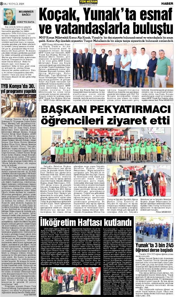 10 Eylül 2024 Yeni Meram Gazetesi
