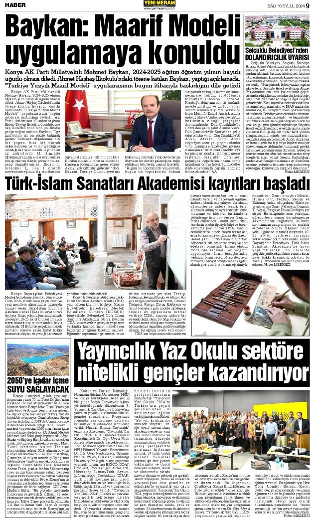 10 Eylül 2024 Yeni Meram Gazetesi
