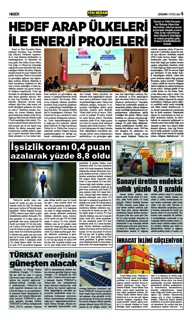 11 Eylül 2024 Yeni Meram Gazetesi
