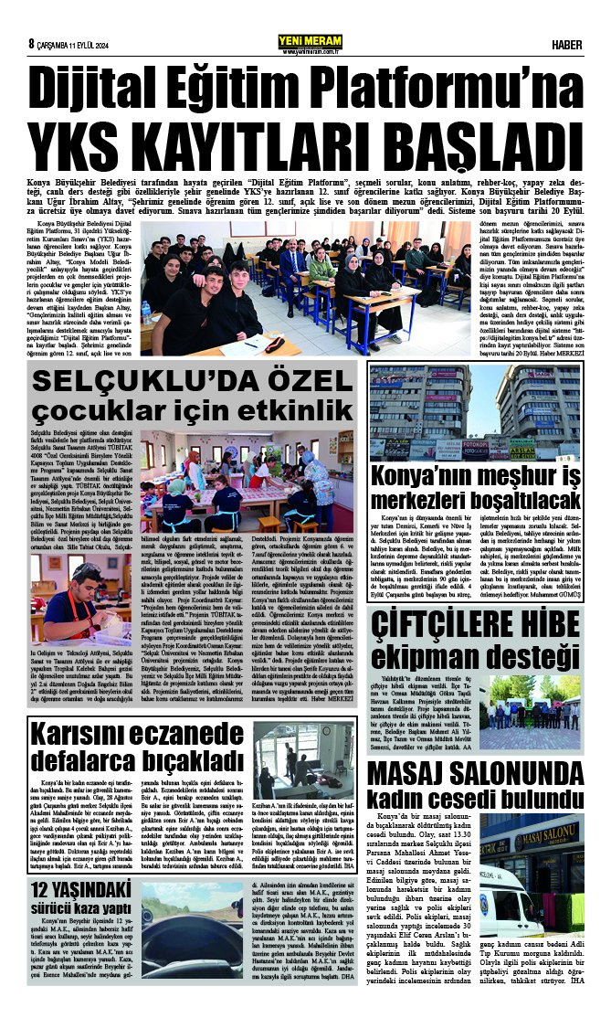 11 Eylül 2024 Yeni Meram Gazetesi
