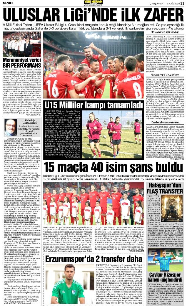 11 Eylül 2024 Yeni Meram Gazetesi
