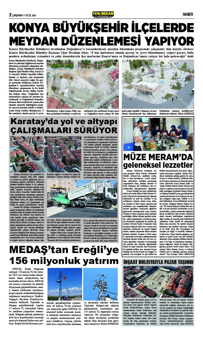 11 Eylül 2024 Yeni Meram Gazetesi
