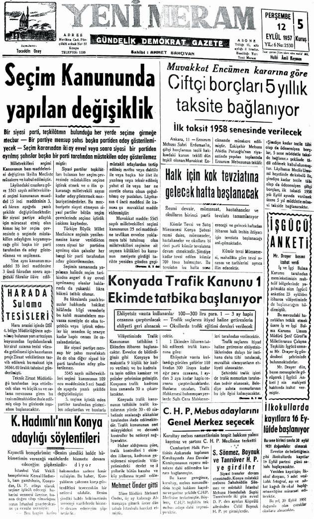 12 Eylül 2024 Yeni Meram Gazetesi
