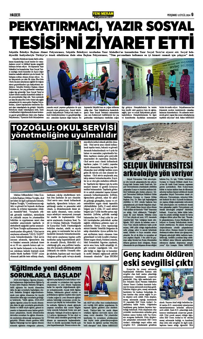 12 Eylül 2024 Yeni Meram Gazetesi
