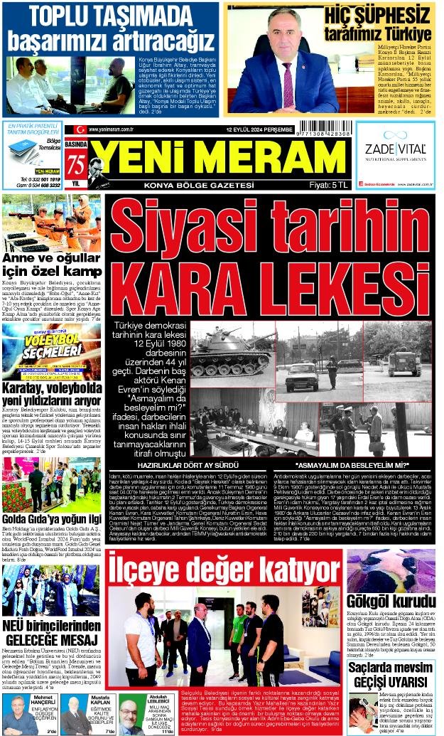 12 Eylül 2024 Yeni Meram Gazetesi
