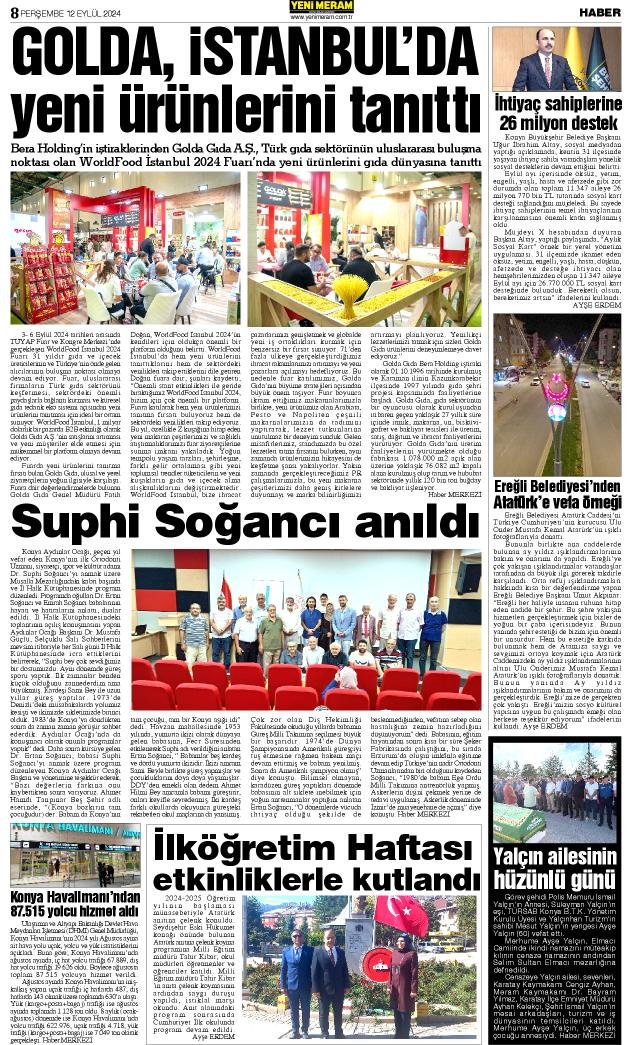 12 Eylül 2024 Yeni Meram Gazetesi
