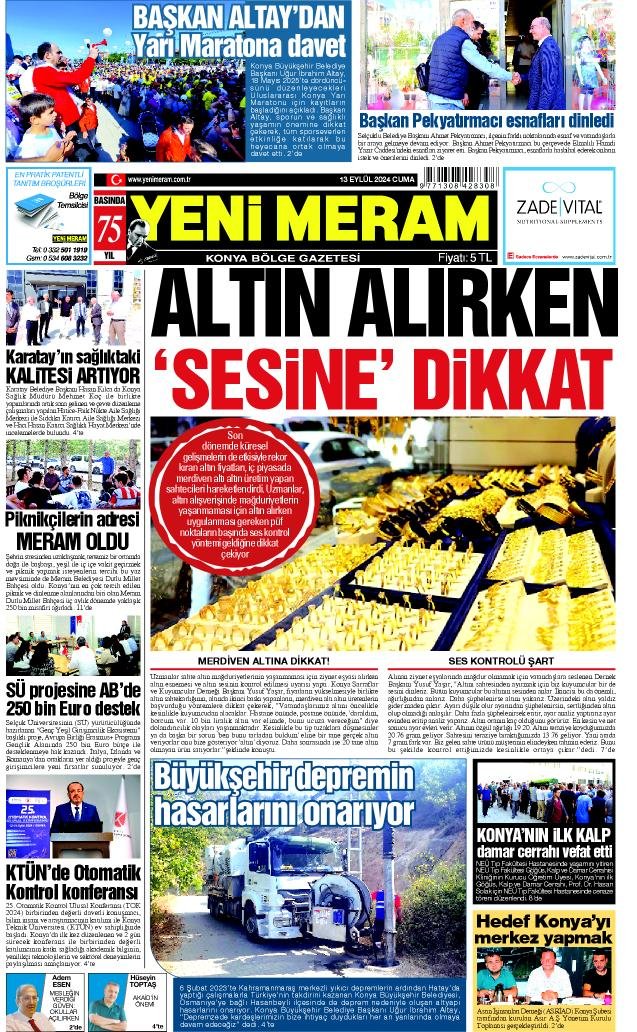 13 Eylül 2024 Yeni Meram Gazetesi
