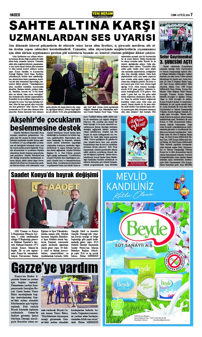 13 Eylül 2024 Yeni Meram Gazetesi
