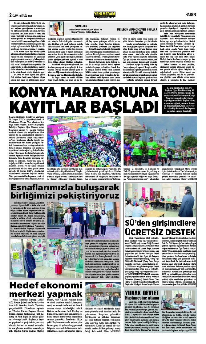 13 Eylül 2024 Yeni Meram Gazetesi
