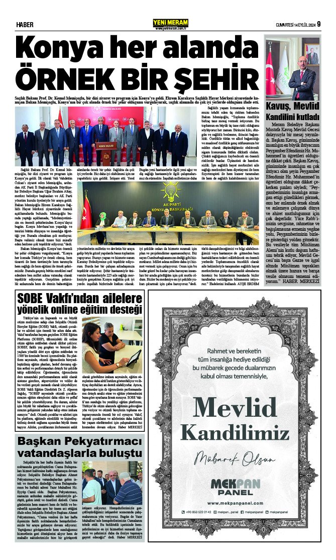 14 Eylül 2024 Yeni Meram Gazetesi