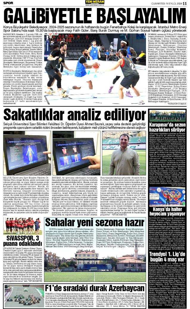 14 Eylül 2024 Yeni Meram Gazetesi