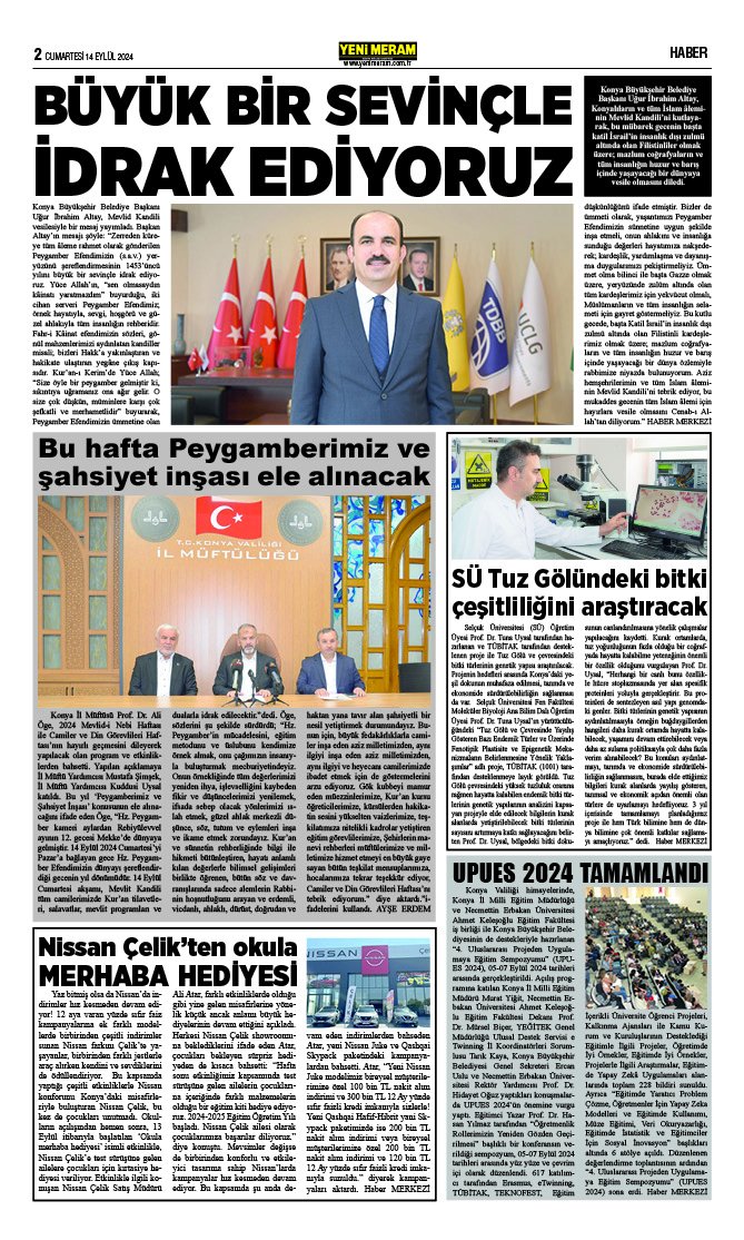 14 Eylül 2024 Yeni Meram Gazetesi