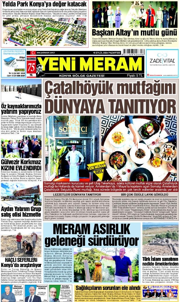 16 Eylül 2024 Yeni Meram Gazetesi
