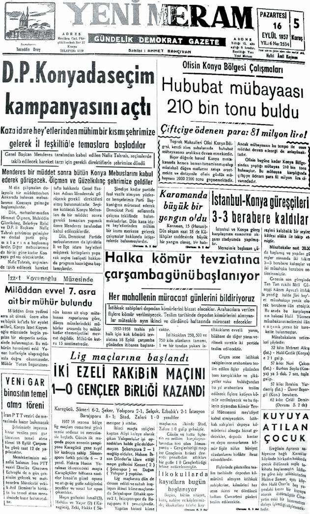 16 Eylül 2024 Yeni Meram Gazetesi
