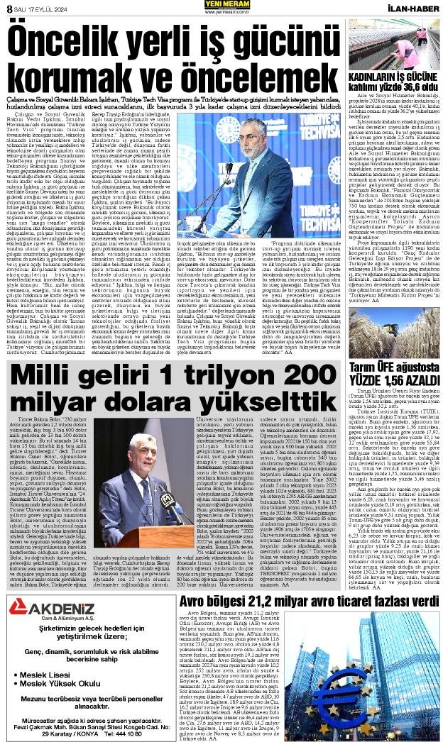 17 Eylül 2024 Yeni Meram Gazetesi
