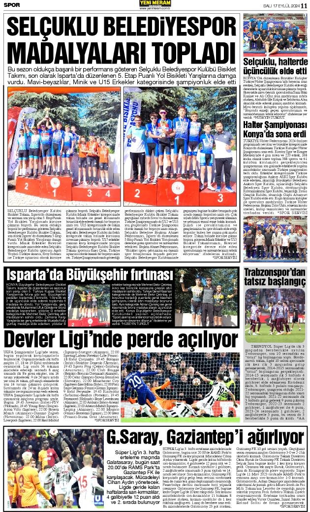 17 Eylül 2024 Yeni Meram Gazetesi
