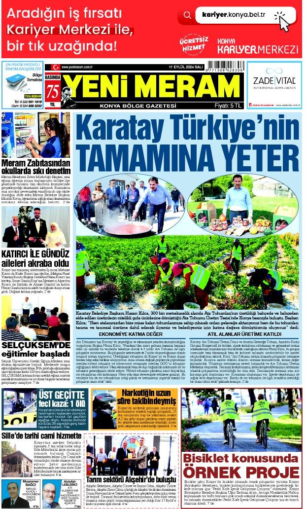 17 Eylül 2024 Yeni Meram Gazetesi
