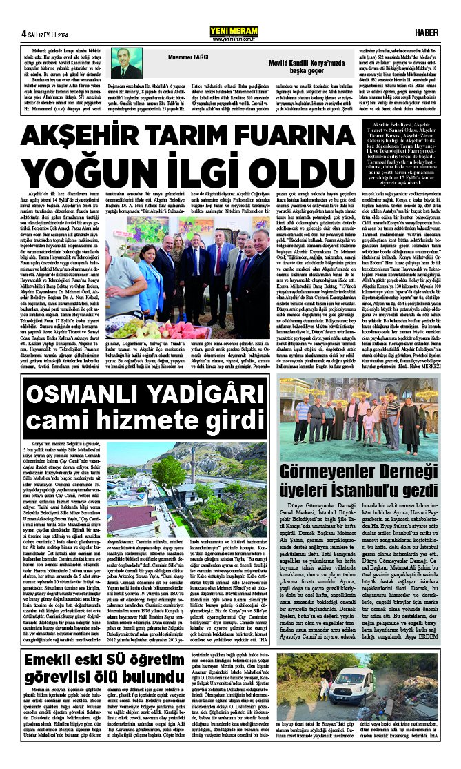 17 Eylül 2024 Yeni Meram Gazetesi
