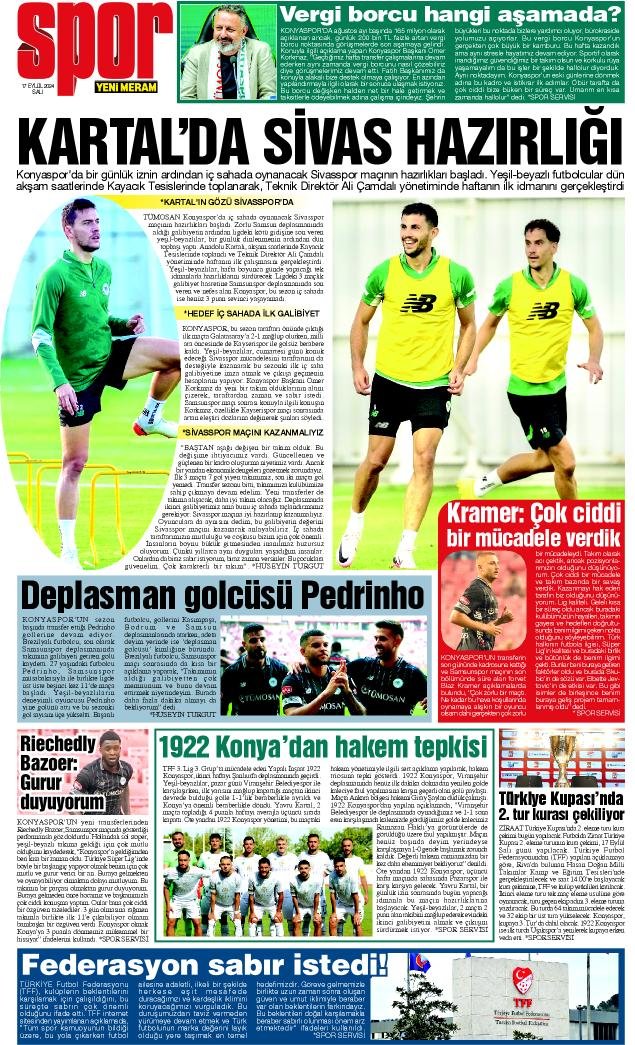 17 Eylül 2024 Yeni Meram Gazetesi
