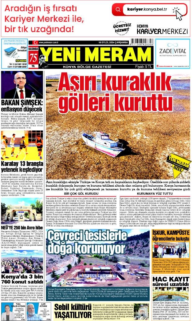 18 Eylül 2024 Yeni Meram Gazetesi
