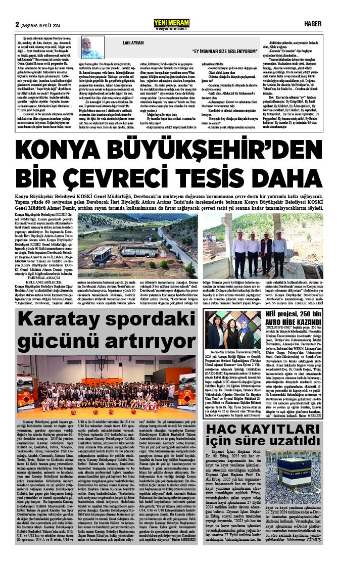 18 Eylül 2024 Yeni Meram Gazetesi
