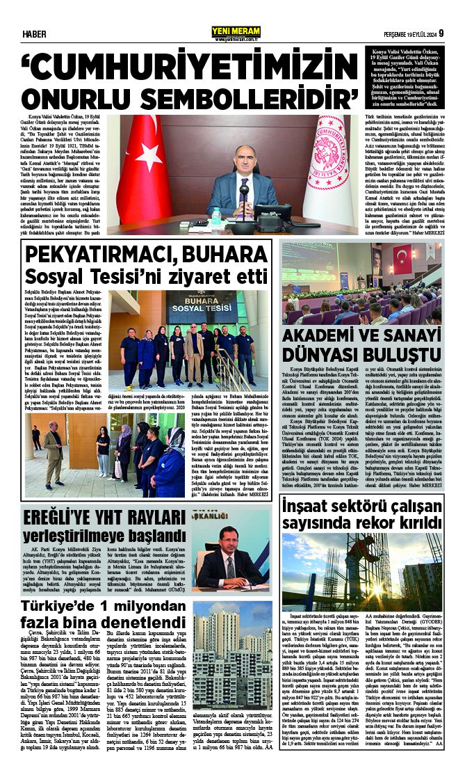 19 Eylül 2024 Yeni Meram Gazetesi
