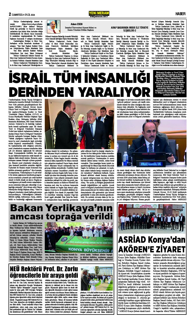 21 Eylül 2024 Yeni Meram Gazetesi