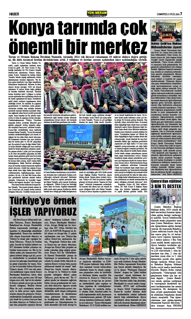 21 Eylül 2024 Yeni Meram Gazetesi