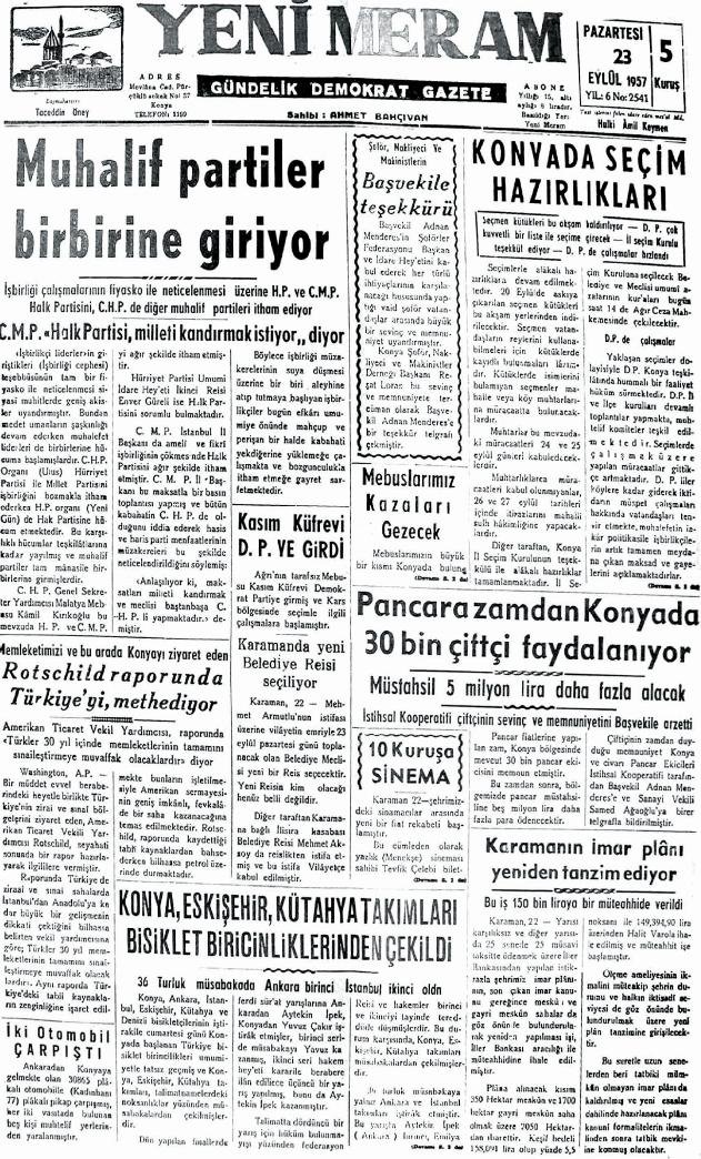 23 Eylül 2024 Yeni Meram Gazetesi
